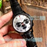 Replica Swiss 7750 Rolex Daytona Silver Chronograph Leather Strap Watch